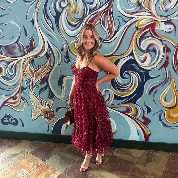 Lulus Dresses & Skirts - Lulus | Burgundy Butterfly Midi Party Dress